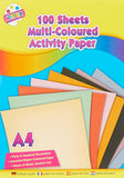 100 Sheets A4 Assorted Activity Paper | Loose Coloured Paper for Kids, Crafts & School
