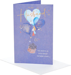 Romantic Father’s Day Card for Husband – Gift and Heart Balloons Design