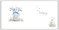 Butterfly Jar Illustration Silver Foil Birthday Card