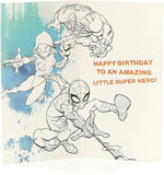 Spiderman Birthday Card For Grandson With Spiderman Face Badge
