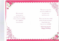 Birthday Card for Mum - 3D Effect on Cover and 8 Page Insert Flowers and Dress Design