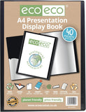 A4 Black 40-Pocket Presentation Display Book – 50% Recycled, Eco-Friendly & Durable