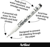 Artline EK-240W4 Calligraphy Pen - Assorted (Pack of 4), black