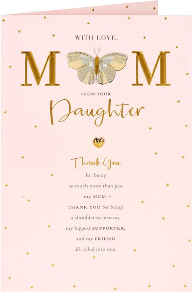 Mother's Day Card from Daughter With Envelope - Pink Design,165x254mm