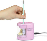Rapesco 1446 PS12-USB Automatic/Electric Pencil Sharpener with USB or Battery (not Included) Charging, Candy Pink