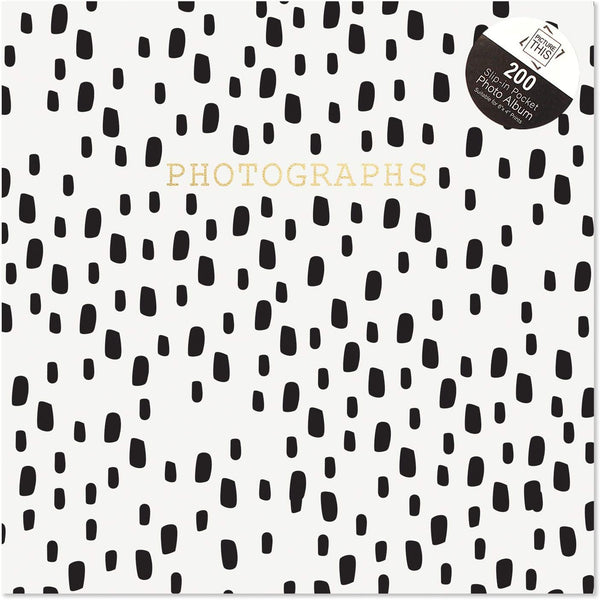 Tallon White with Black Spots 6x4 Photo Album | Memo Slip-In | Holds 200 Photos
