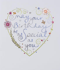 Floral Heart Embossed with Foil Birthday Card