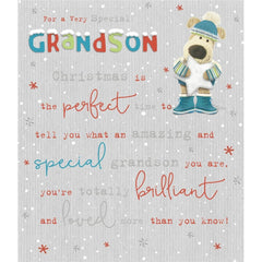 Boofle Holding Star Grandson Christmas Card