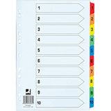 1-10 Index Extra Wide Reinforced Multi-Colour Tabs