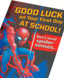 Marvel Spiderman Good Luck at First Day School Card
