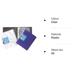 A5 Slim Ring Binder with 10 Pockets – Assorted Solid Colours | Compact Filing Folder