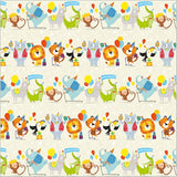 Party Animals Gift Wrap 2 Sheets & 2 Tags