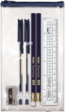 Blazer Buddy Essential Stationery Set with Compact Clear Pencil Case Fits in School Blazer Pocket